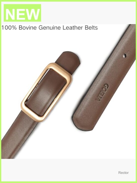 Reversible Genuine Leather Belt with Gold Buckle Thin Dress Waist Belt main image 4